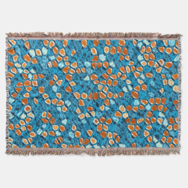Orangefarbene Abstrakte Kunst Decke (Vorderseite)