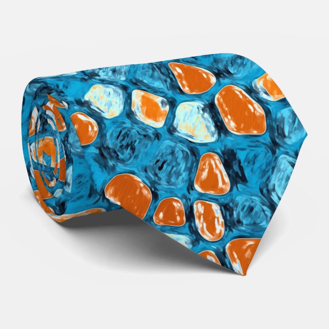 Orangefarbene Abstrakte Kunst Krawatte (Gerollt)