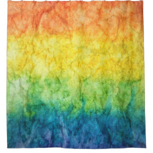 Orangefarbene abstrakte und grüne Malerei Duschvorhang