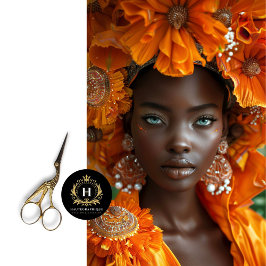 Orangefarbene afrikanische Frau Dekoupage Seidenpapier