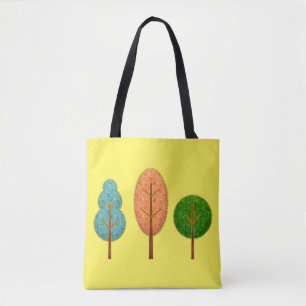 Orangefarbene Aquamarin grüne Künstlerische Bäume  Tasche