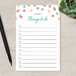 Orangefarbene Aquamarine Confetti-Dinge zu tun Lis Post-it Klebezettel