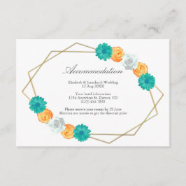Orangefarbene Aquamarine geometrische Hochzeitsunt Begleitkarte