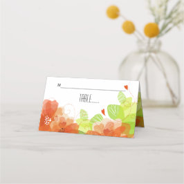 Orangefarbene ätherische Blume Hochzeitskarte Platzkarte