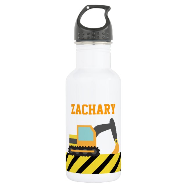 Orangefarbene Baggerbaufahrzeuge Edelstahlflasche (Vorderseite)