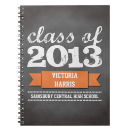Orangefarbene Bannerchalkboard Abschluss Student Notizblock