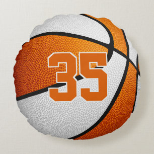 Orangefarbene Basketball-Kinder Teenagerzimmer Rundes Kissen