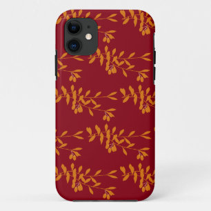 Orangefarbene Blätter der Silhouette auf rot Case-Mate iPhone Hülle