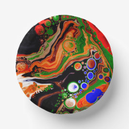 Orangefarbene, blaue, grüne, schwarze, digitale Fl Pappteller