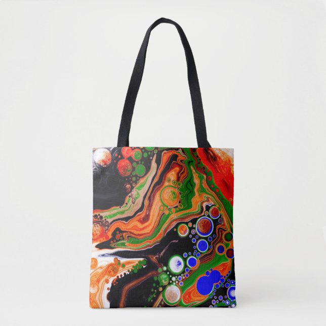 Orangefarbene, blaue, grüne, schwarze, digitale Fl Tasche (Vorderseite)
