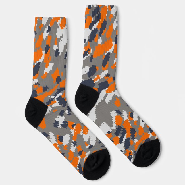 Orangefarbene, blaugraue und weiße Camouflage abst Socken (Rechts)