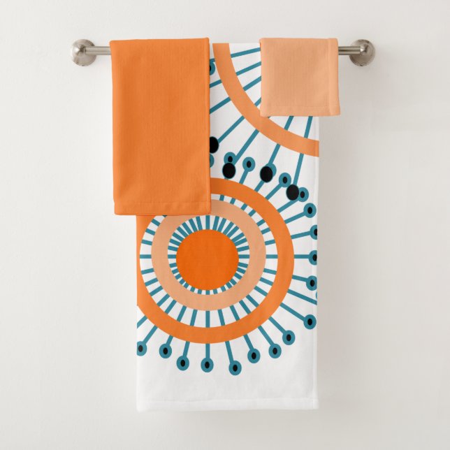 Orangefarbene Blume Badetuch Set (Insitu)