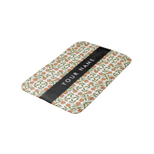Orangefarbene Blume, Blumenmuster, Boho, Ihr Name Badematte