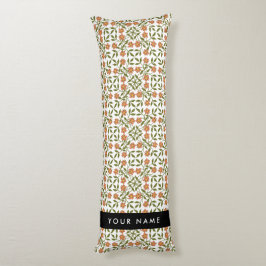 Orangefarbene Blume, Blumenmuster, Boho, Ihr Name Seitenschläferkissen