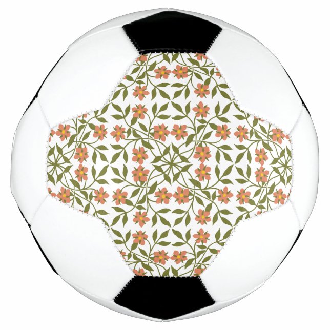 Orangefarbene Blume, Blumenmuster, Grünpflanzen, B Fußball (Vorderseite)