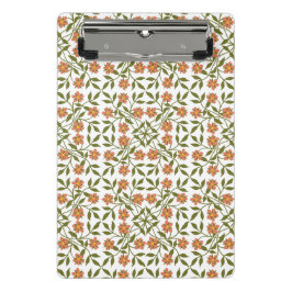 Orangefarbene Blume, Blumenmuster, Grünpflanzen, B Mini Klemmbrett