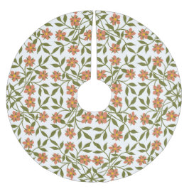 Orangefarbene Blume, Blumenmuster, Grünpflanzen, B Polyester Weihnachtsbaumdecke