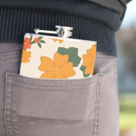 Orangefarbene Blume, Blumenmuster, Muster von Blum Flachmann