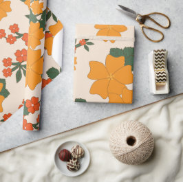 Orangefarbene Blume, Blumenmuster, Muster von Blum Geschenkpapier