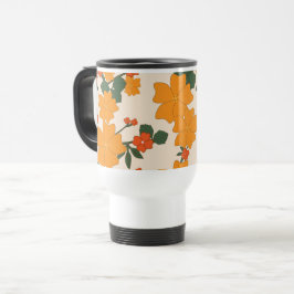 Orangefarbene Blume, Blumenmuster, Muster von Blum Reisebecher