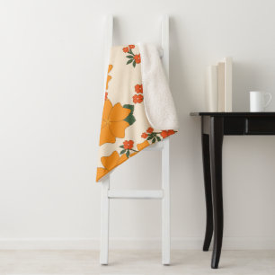 Orangefarbene Blume, Blumenmuster, Muster von Blum Sherpadecke