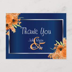 Orangefarbene Blume für Navy Blue Postkarte
