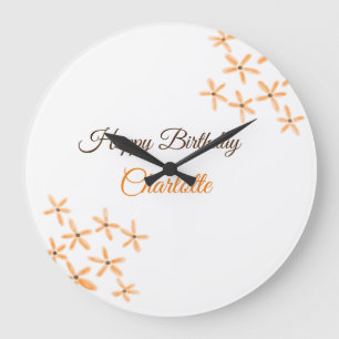 Orangefarbene Blume Geburtstag Geburtstag hinzufüg Große Wanduhr