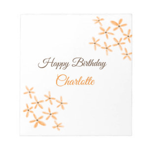 Orangefarbene Blume Geburtstag Geburtstag hinzufüg Notizblock