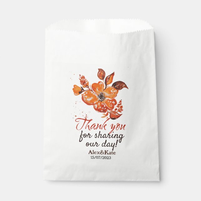 Orangefarbene Blume Geschenktütchen (Vorderseite)