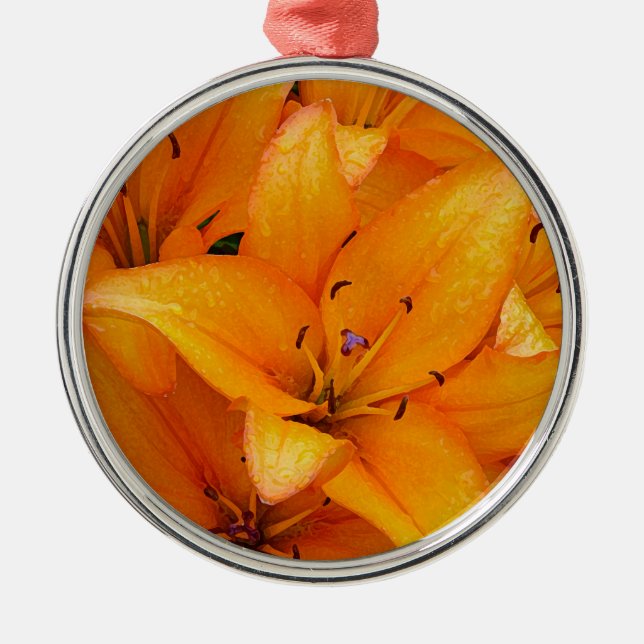 Orangefarbene Blume gestalten Weihnachtsschmuck (Vorne)
