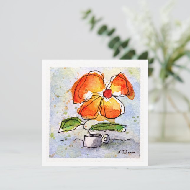 Orangefarbene Blume Grußkarte Karte (Stehend Vorderseite)
