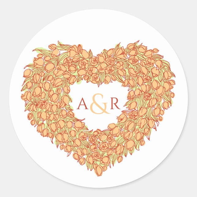 Orangefarbene Blume Hochzeitstuppenmuskeln Runder Aufkleber (Vorderseite)