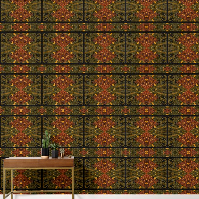 Orangefarbene Blume im Grünen Tapete (Korridor)