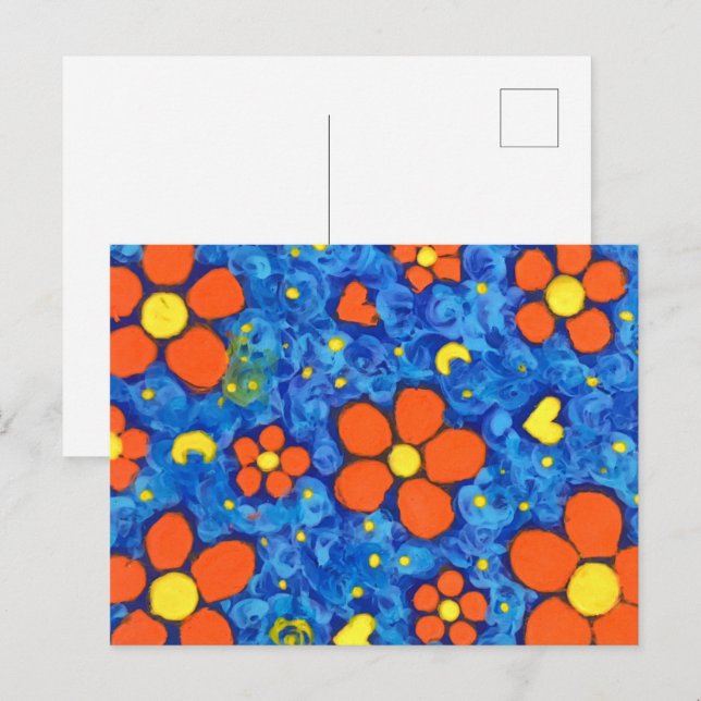 Orangefarbene Blume im Wasser Postkarte (Vorne/Hinten)