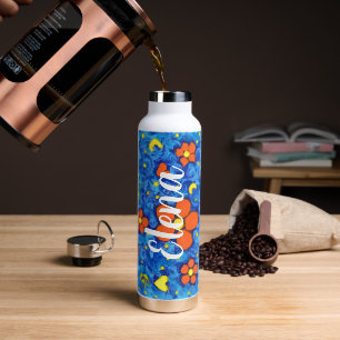 Orangefarbene Blume im Wasser Trinkflasche