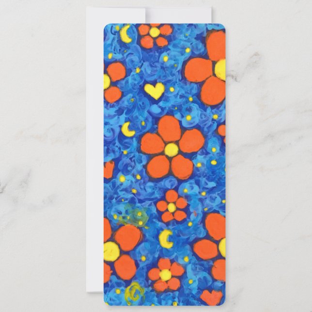 Orangefarbene Blume in der Wasserflachkarte (Rückseite)