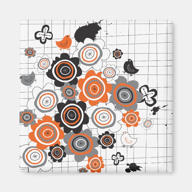 Orangefarbene Blume Kichen Grunge Knöchel Kid Magnet (Vorne)