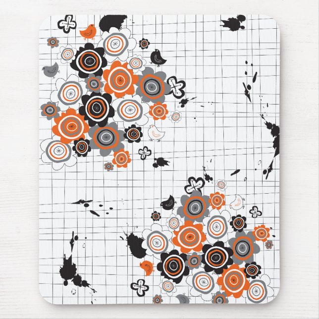 Orangefarbene Blume Kichen Grunge Knöchel Kid Mousepad (Vorne)