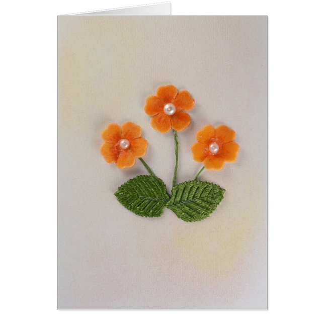 Orangefarbene Blume mit Perlen personalisieren (Vorne)