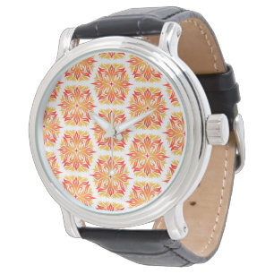 Orangefarbene Blume, Muster von Blume, Muster von Armbanduhr
