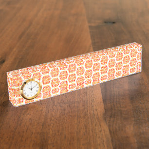 Orangefarbene Blume, Muster von Blume, Muster von  Namensplakette