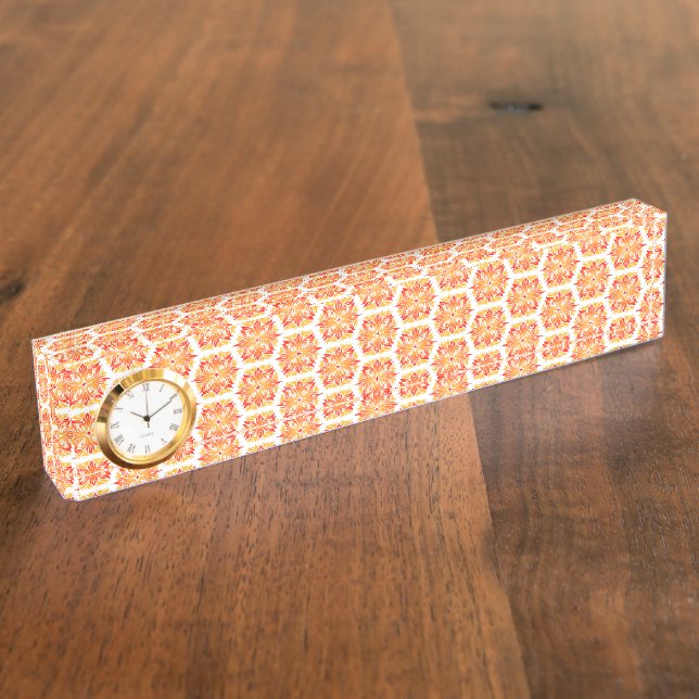 Orangefarbene Blume, Muster von Blume, Muster von  Namensplakette (Seite)