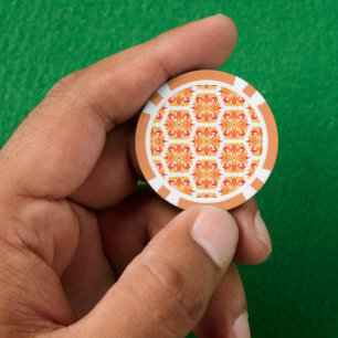 Orangefarbene Blume, Muster von Blume, Muster von Pokerchips