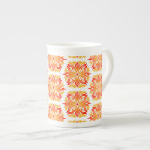 Orangefarbene Blume, Muster von Blume, Muster von  Prozellantasse