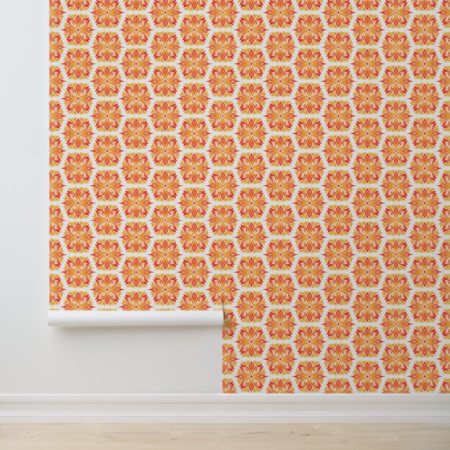Orangefarbene Blume, Muster von Blume, Muster von  Tapete (Anwendung)
