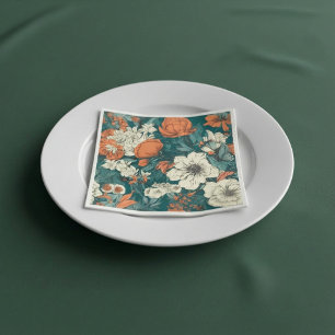 Orangefarbene Blume Napkins Serviette