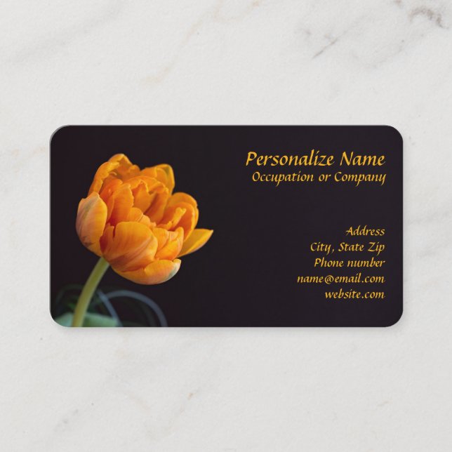 Orangefarbene Blume Rose Bud Floral Visitenkarte (Vorderseite)