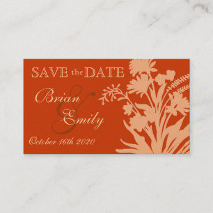 Orangefarbene Blume Save the Date Visitenkarten Visitenkarte