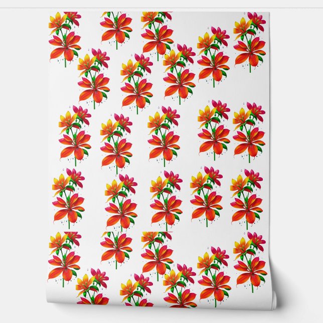 Orangefarbene Blume Tapete (Abrollen)