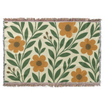 Orangefarbene Blume und grüne Blätter werfen Blank